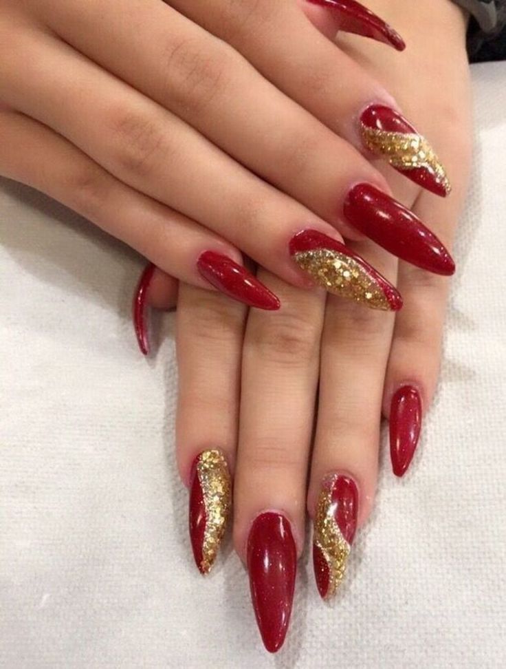 Дизайн ногтей бордо с золотом фото