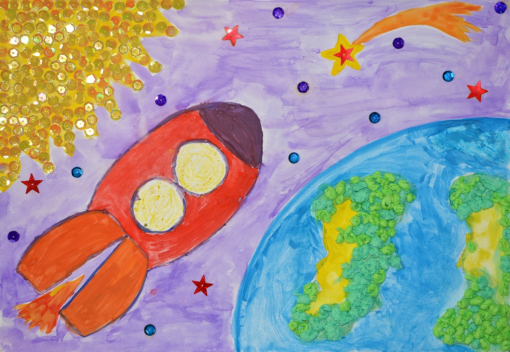 Рисунок про космос в садик. Рисунок на тему космос. Рисунок на космическую тему. Рисунок на туму космас. Рисование для детей космос.