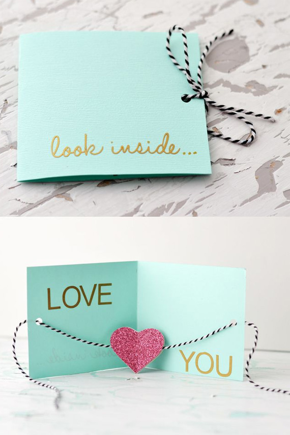 открытка валентинка с сердечком простая в изготовлении - мужу, парню, девушке, любимой