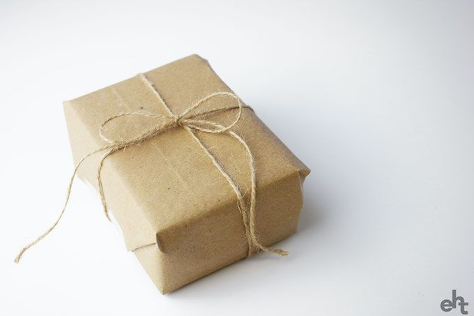 brown paper and string gift