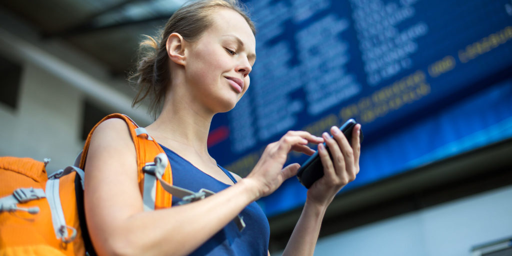 Woman using time-management apps
