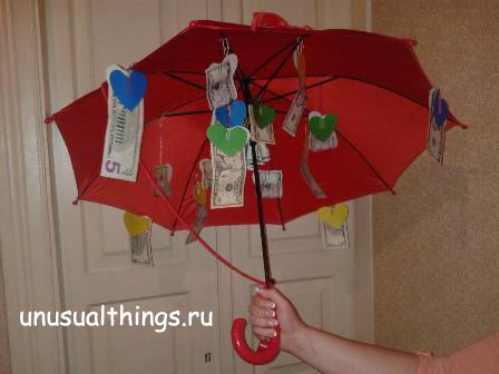 Зонт с деньгами на день рождения
