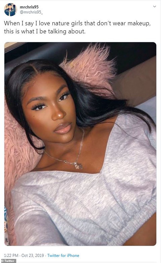 Say what? Christomy Christalin tweeted a photo of French Instagram model Rebecca Biangue, saying this is what he means when says he loves