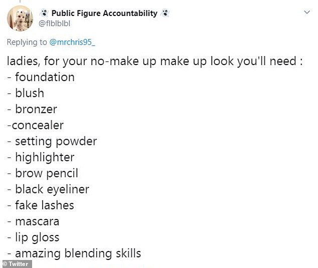Clarification; Another person tried to figure out if he was being serious by asking if he likes women that wear makeup, but he responded: