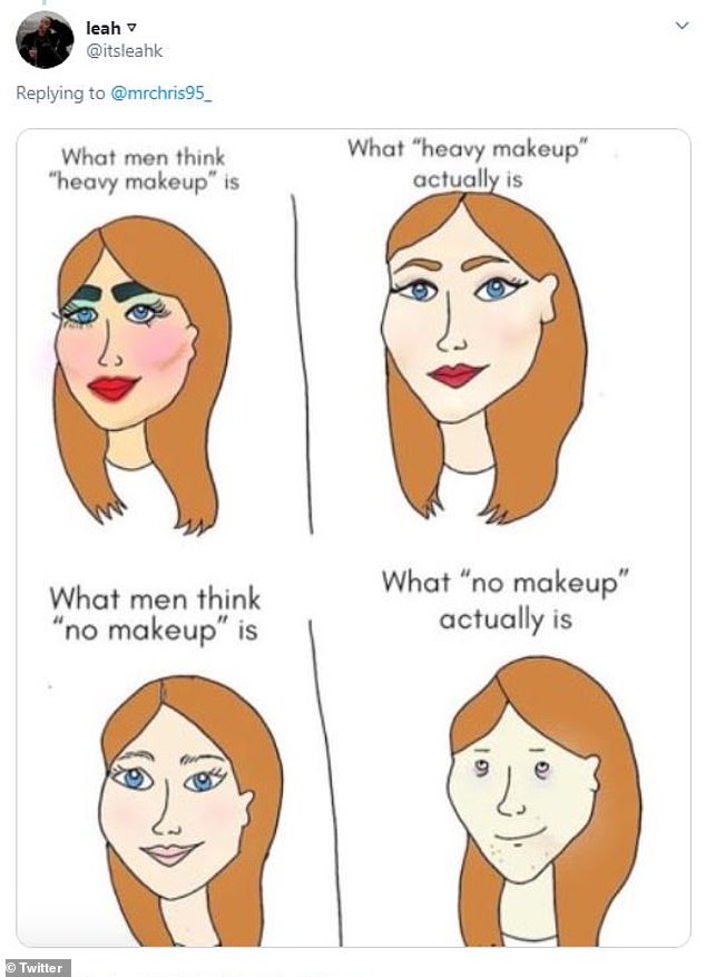 Clarification; Another person tried to figure out if he was being serious by asking if he likes women that wear makeup, but he responded: