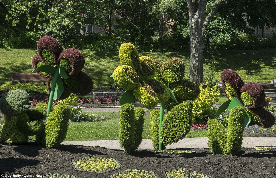 Some artists created plants out of plants, with this entry showcasing tall flowers with large petals and leaves on their stem