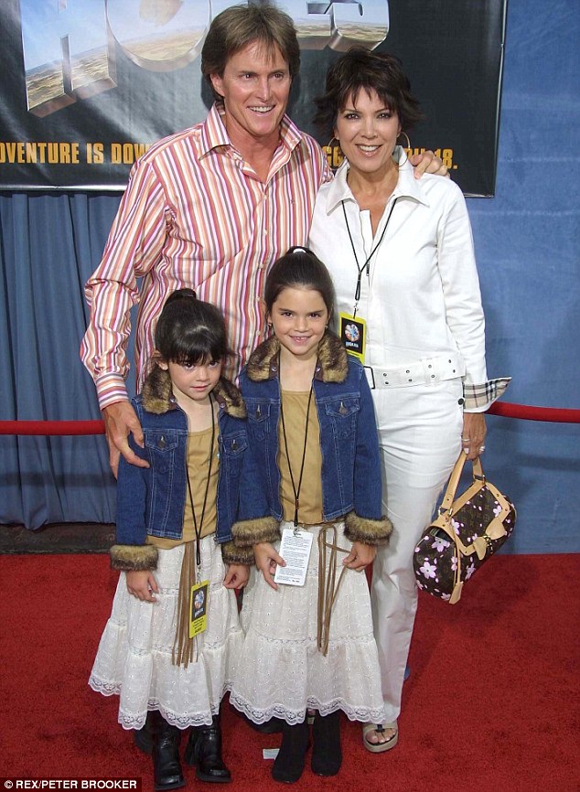Parading their love: Bruce and Kris take Kendall and Kylie Jenner to a film premiere in 2003 in Hollywood