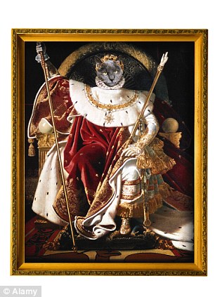 Grey the cat as Napolian by Ingres