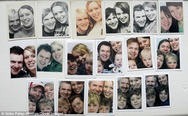 The series of pictures chart their relationship from a beaming couple in the first flushes of love to a happy family of four