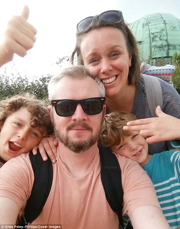 Giles and Michelle Paley-Phillips and sons Eli, 10 and Sonny, 8 in a recent holiday selfie