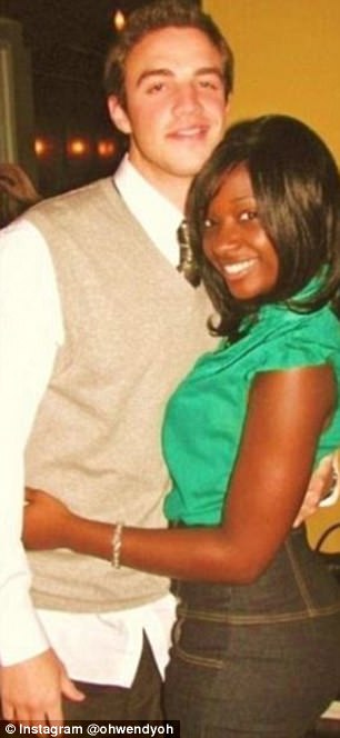 Young love: Wendy Joseph, a personal trainer who lives in San Diego, California posted this then and now picture of her and fiancé Dan Hennessey to mark their 10th anniversary