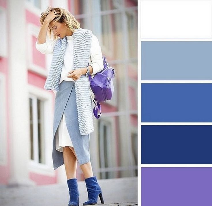 Голубой цвет сочетание с другими цветами в одежде для женщин фото с названиями