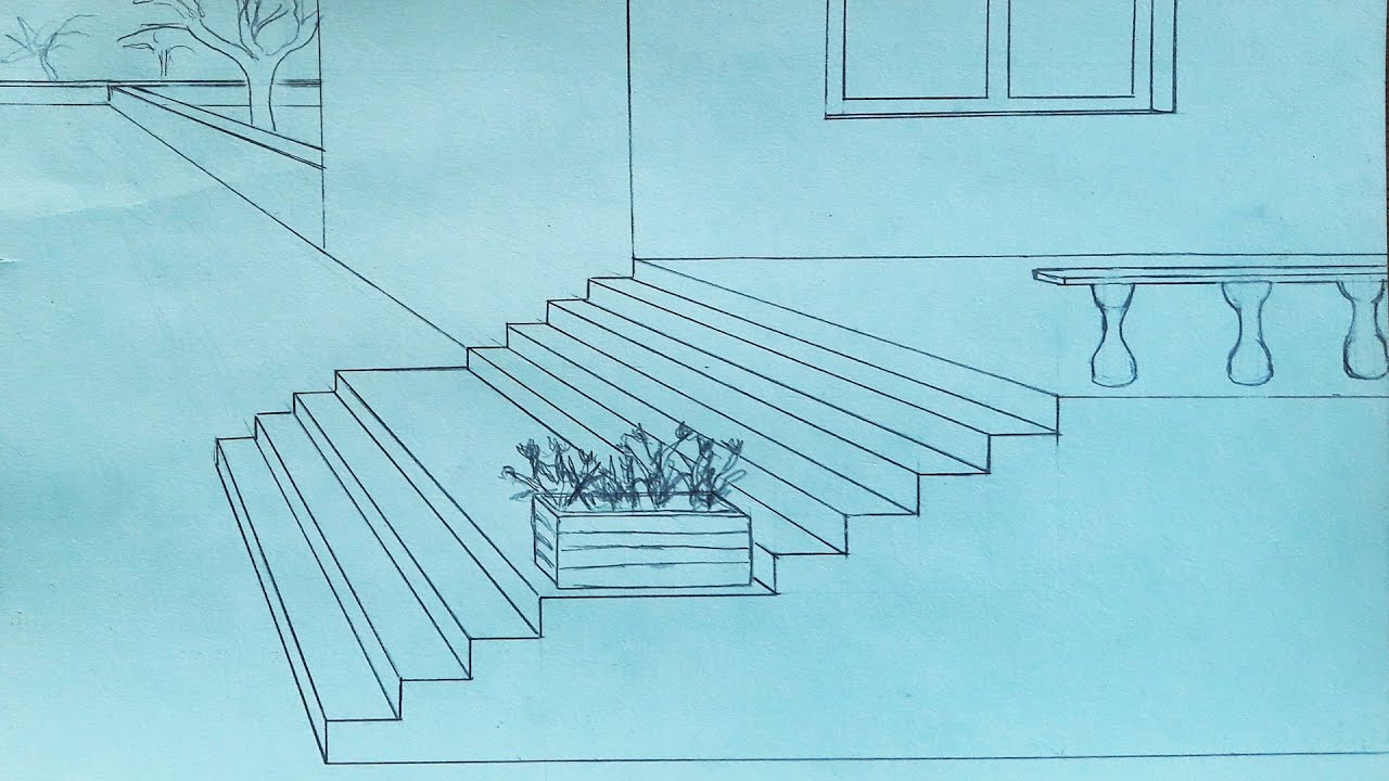 Как нарисовать ступени крыльца