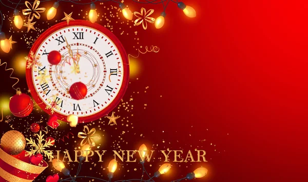Рождественский Блестящий Красный Фон Новый Год Золотой Конус Летающие Конфетти Стоковая Картинка