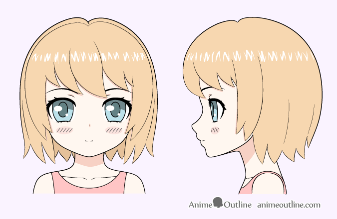 Cute anime girl hair drawing