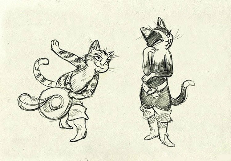 Puss-in-Boots Кот в сапогах: рисунок карандашом
