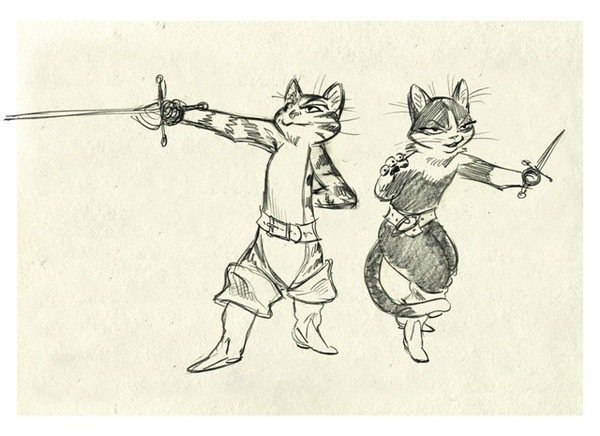 Puss-in-Boots Кот в сапогах: рисунок карандашом