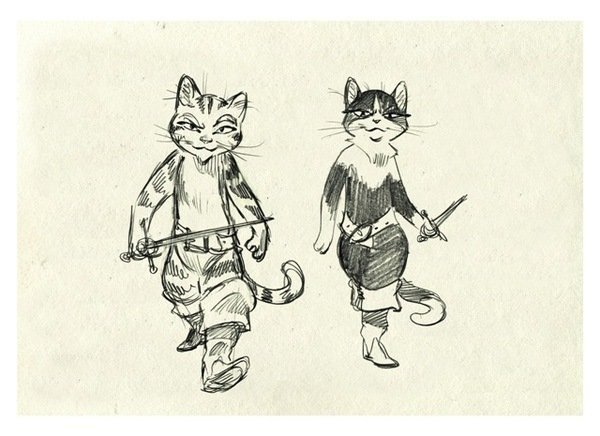 Puss-in-Boots Кот в сапогах: рисунок карандашом