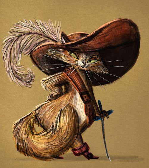 Puss-in-Boots Кот в сапогах: рисунок карандашом
