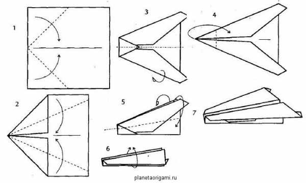 Схема как собрать бумажный самолетик
