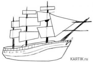 Корабль и самолет рисунок