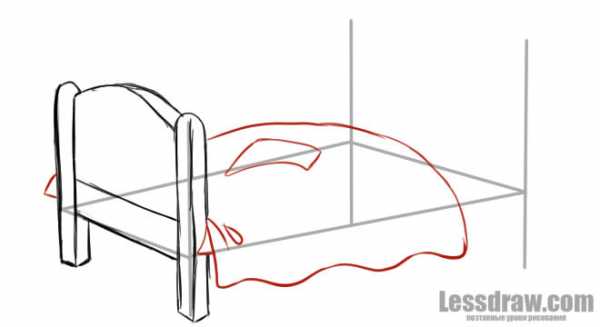 Кровать с боку рисунок