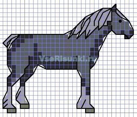 Как нарисовать лошадь по клеточкам