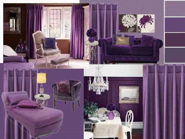 Сочетание фиолетового цвета с другими цветами в интерьере кухни